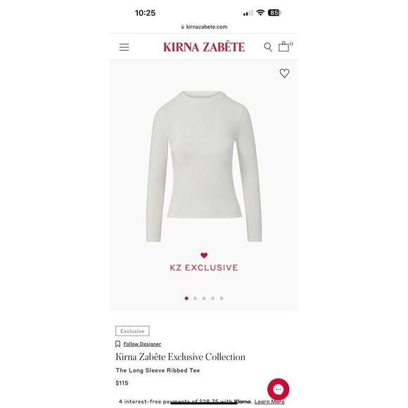 Kirna Zabête Exclusive Collection The Long Sleeve Ribbed Tee - Picture 1 of 5